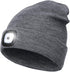 USB Rechargeable LED Beanie Hat for Outdoor Activities  Grey